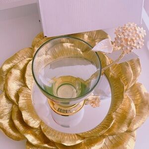 Elegant Gold Floral Glass Bowl